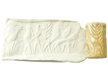 LARGE ANCIENT MESOPOTAMIAN CYLINDER STONE SEAL BEAD