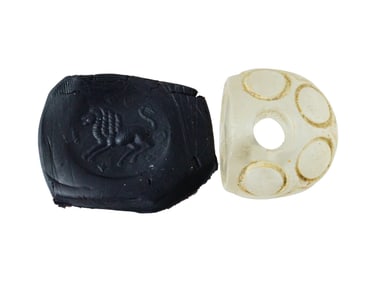 ANCIENT SASSANIAN ROCK CRYSTAL STAMP SEAL WITH LION