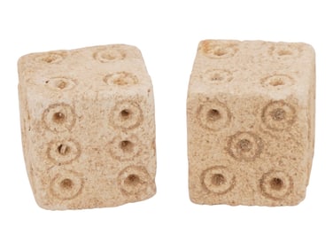 PAIR OF ANCIENT ROMAN STONE DICE 100 TO 300 AD