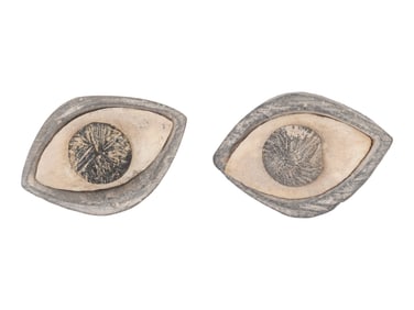 PAIR OF ANCIENT CARVED STEATITE EYES OF SEPARATE PARTS