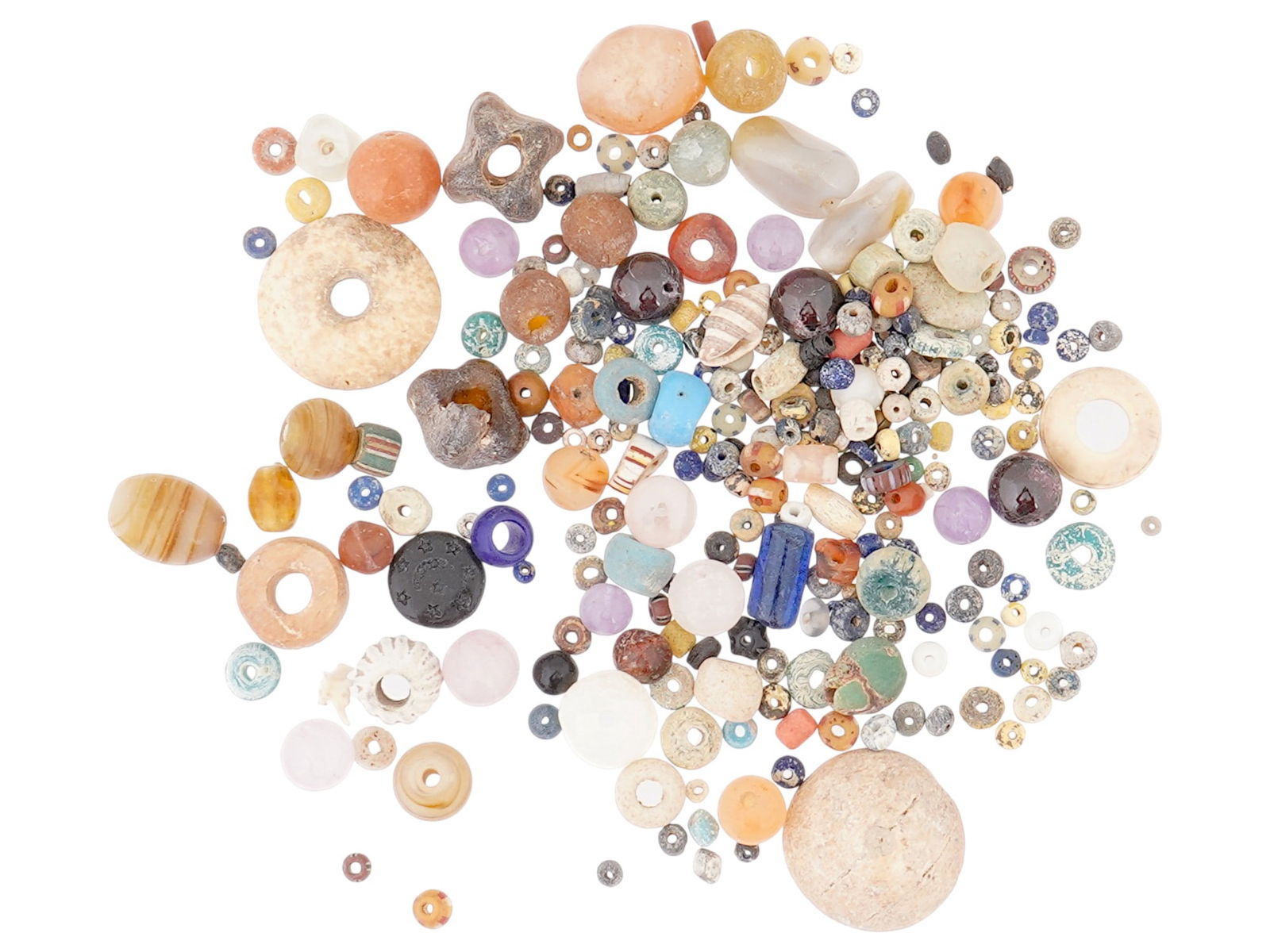 COLLECTION OF ANCIENT BEADS IN VARIOUS SHAPES COLORS (1 of 6)