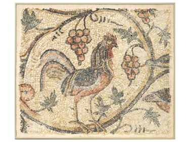 ANCIENT ROMAN MOSAIC PANEL OF A ROOSTER IN A FIELD