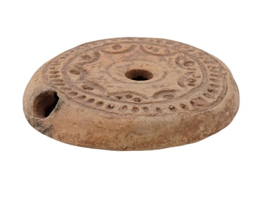 ANCIENT ROMAN TERRACOTTA OIL LAMP W IMAGE OF UNIVERSE