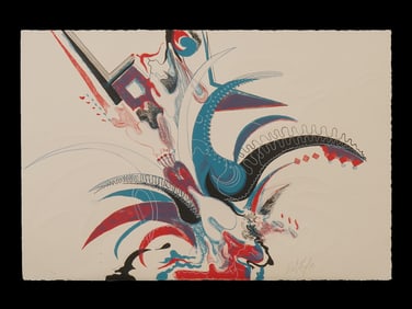 ABSTRACT COMPOSITION LITHOGRAPH BY MYRIAM BAT YOSEF