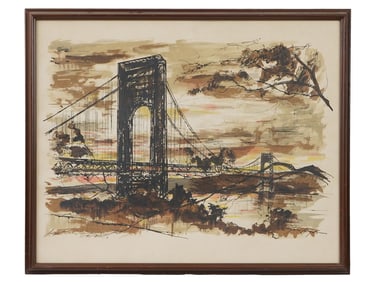 GEORGE WASHINGTON BRIDGE LITHOGRAPH BY JOHN HAYMSON