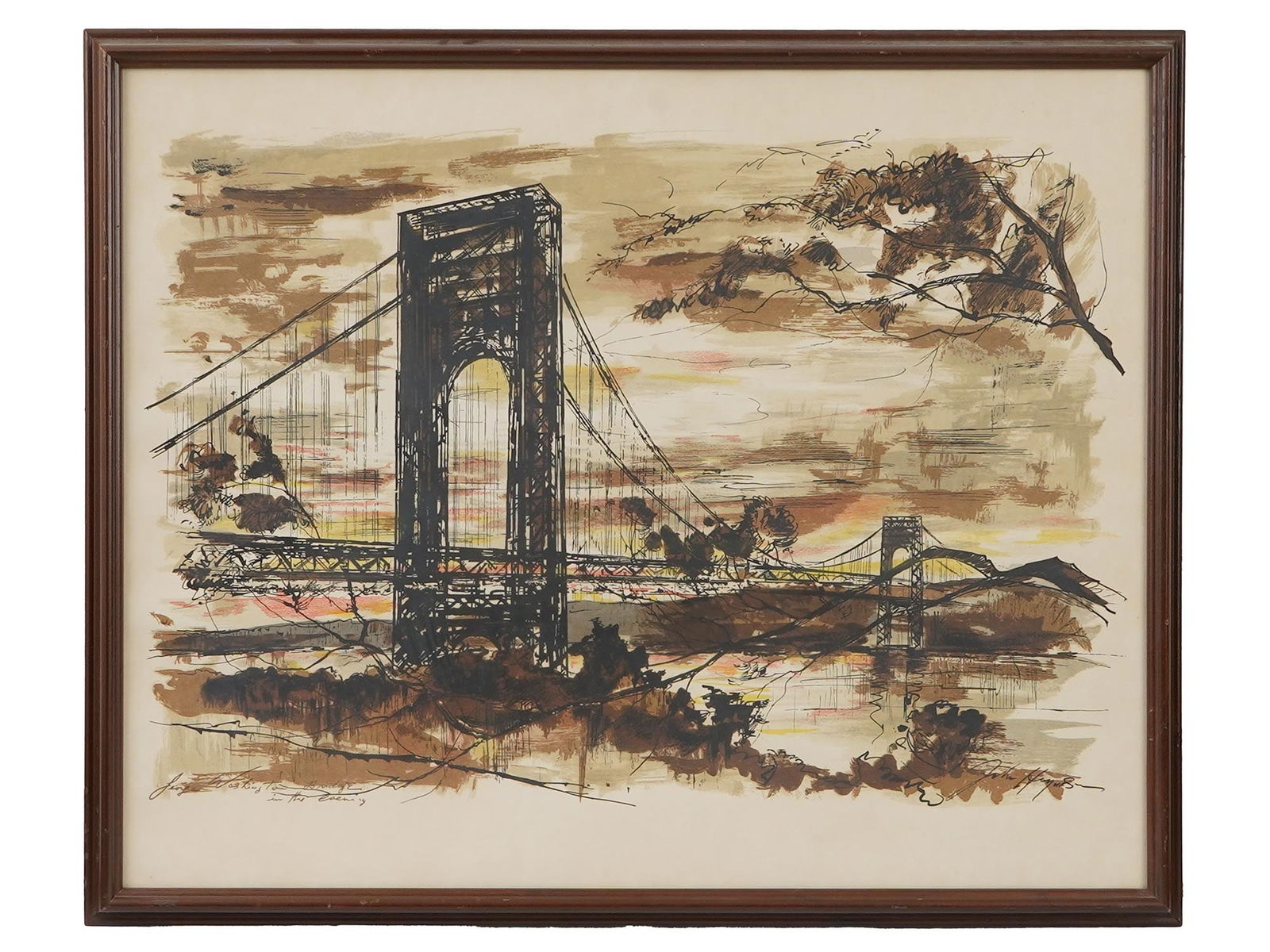 GEORGE WASHINGTON BRIDGE LITHOGRAPH BY JOHN HAYMSON (1 of 5)