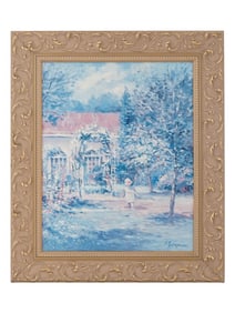 VINTAGE GARDEN LANDSCAPE OFFSET PRINT ON CANVAS