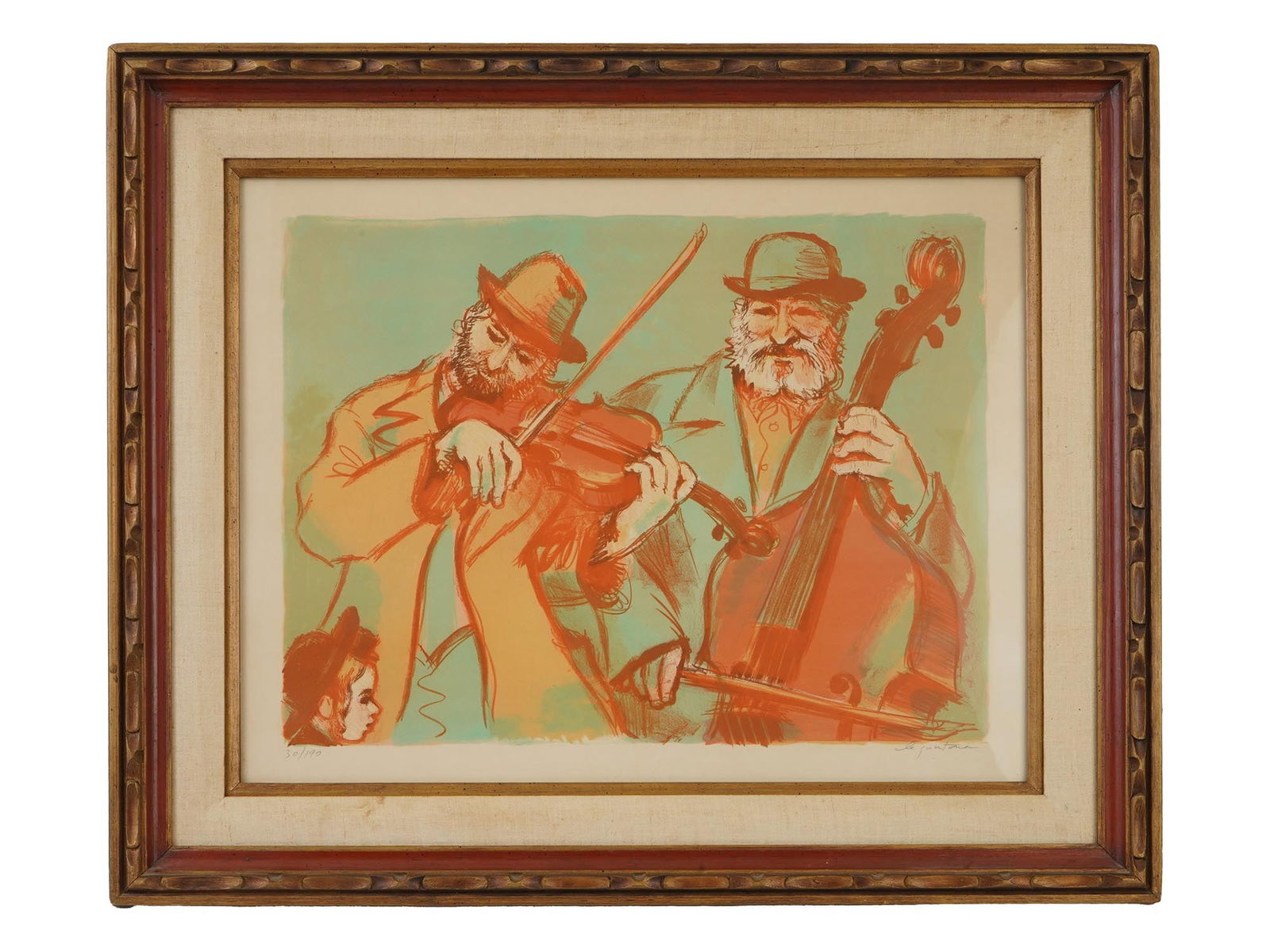 LITHOGRAPH SIGNED JOHN LE QUINTANA JEWISH MUSICIANS (1 of 5)