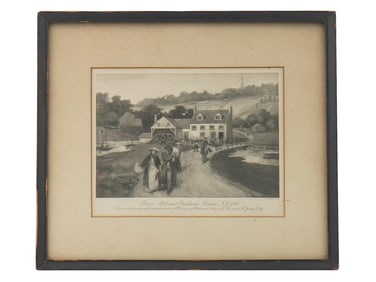 ANTIQUE AMERICAN PRYORS MILL GENRE SCENE ENGRAVING