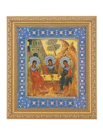 VINTAGE LITHOGRAPH RUSSIAN ORTHODOX ICON HOLY TRINITY