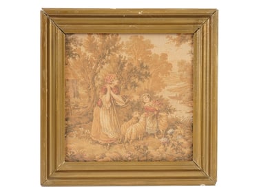 FRENCH ROCOCO GENRE SCENE JACQUARD TAPESTRY FRAMED