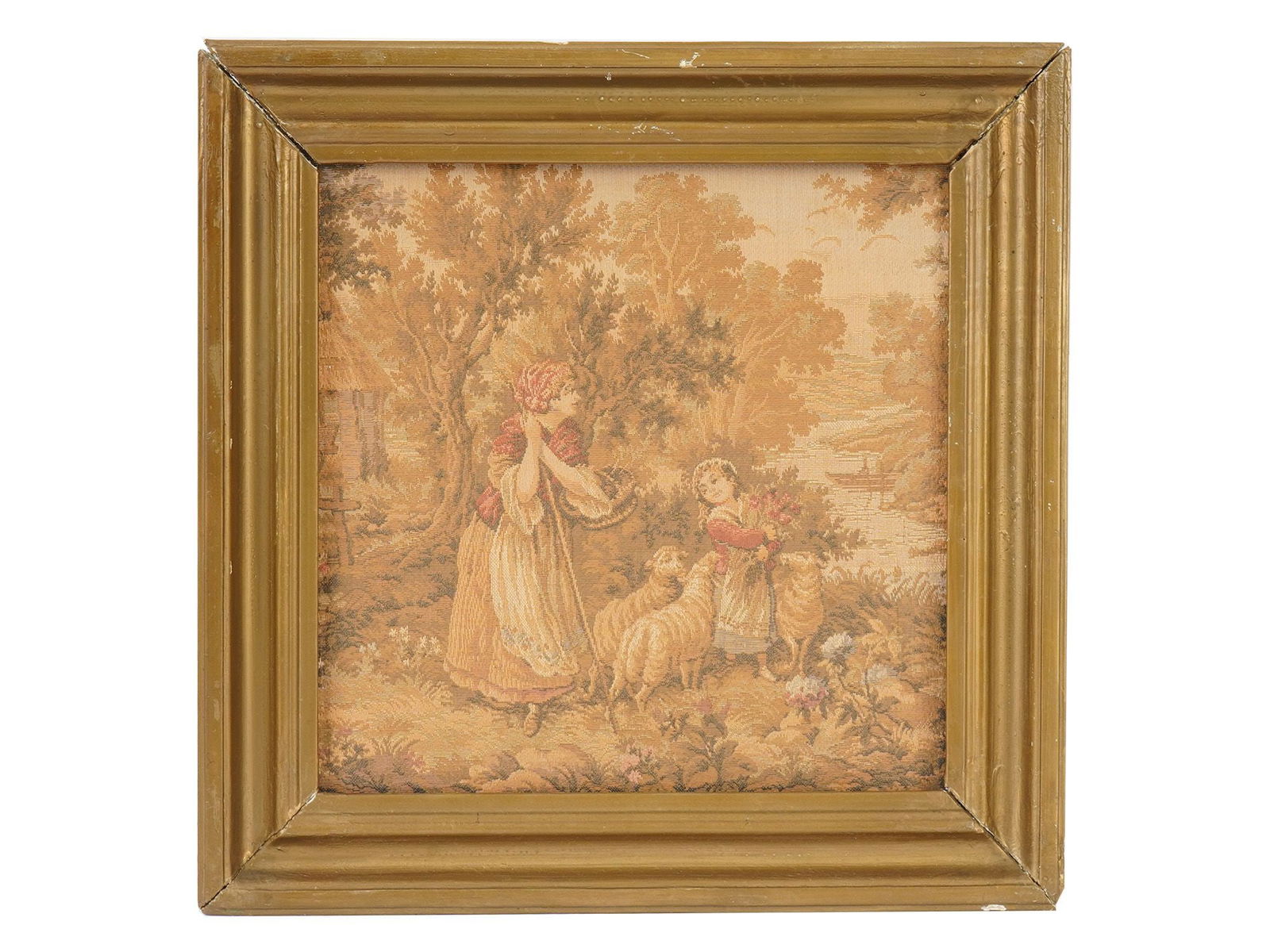 FRENCH ROCOCO GENRE SCENE JACQUARD TAPESTRY FRAMED (1 of 3)