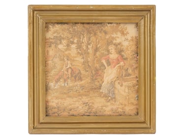 FRENCH ROCOCO GENRE SCENE JACQUARD TAPESTRY FRAMED