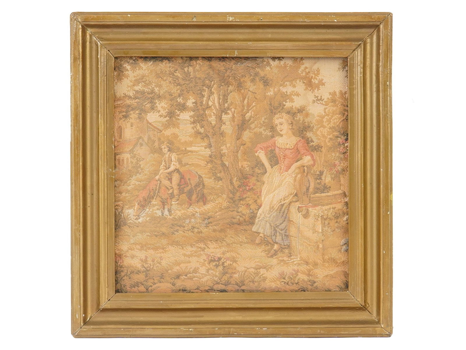 FRENCH ROCOCO GENRE SCENE JACQUARD TAPESTRY FRAMED (1 of 3)