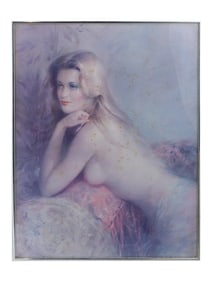 VINTAGE FEMALE NUDE COLOR PRINT SIGNED MURRAY