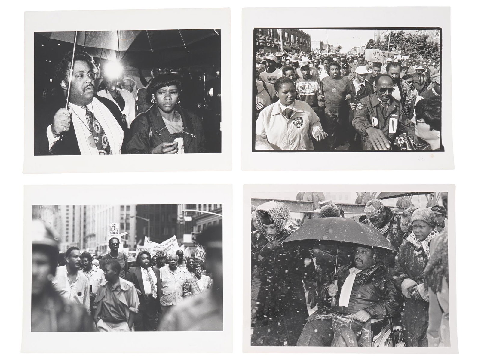 VINTAGE AMERICAN PHOTOS ALFRED CHARLES SHARPTON 1990S: Four vintage American photos of Alfred Charles Sharpton, an influential civil rights and social justice activist, Baptist minister, radio talk show host, and TV personality, as well as the founder of 