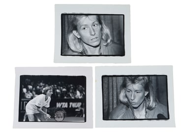 THREE PHOTOS OF TENNIS PLAYER MARTINA NAVRATILOVA