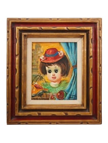 VINTAGE FRENCH OIL ON CANVAS PAINTING BY SERINI