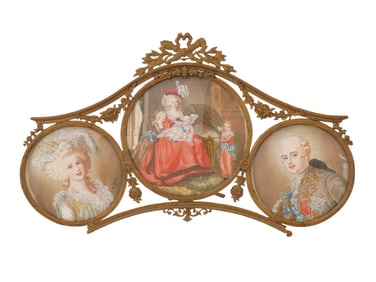 ANTIQUE FRENCH MINIATURE PAINTINGS LOUIS XVI FAMILY