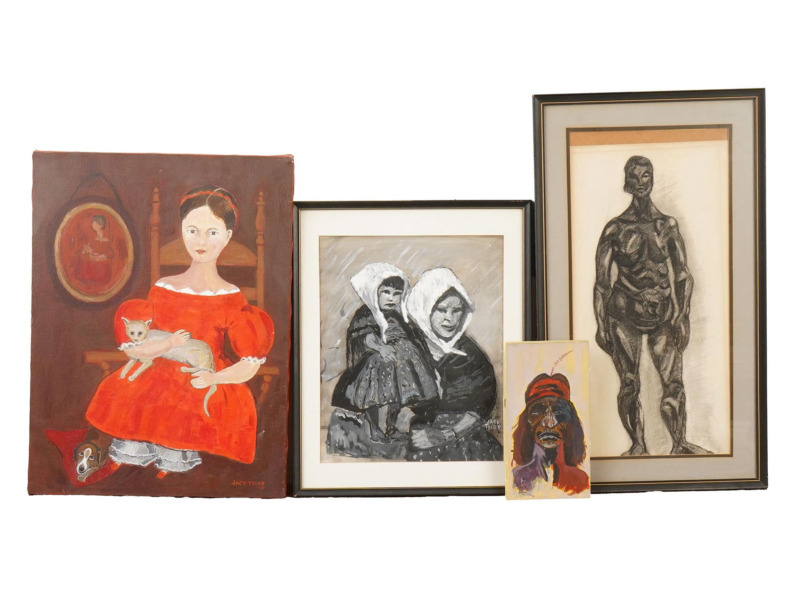 FOUR AMERICAN PORTRAIT PAINTINGS BY JACK TYLER (1 of 10)