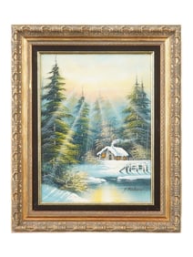 WINTER LANDSCAPE OIL PAINTING SIGNED J. RICHARD