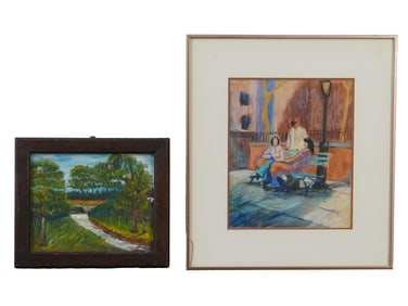 OIL LANDSCAPE AND MIXED MEDIA GENRE PAINTINGS