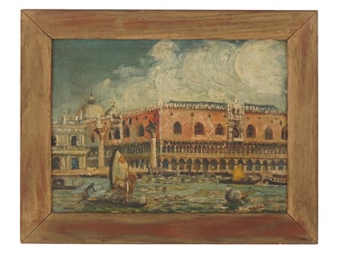 ITALIAN VENETIAN CITYSCAPE PALAZZO DUCALE OIL PAINTING