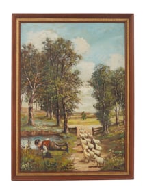 MID CENT RURAL LANDSCAPE OIL PAINTING SIGNED
