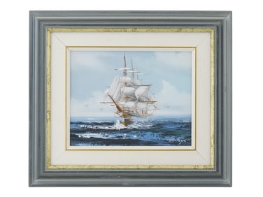 AMERICAN SEASCAPE OIL PAINTING BY HEWITT R JACKSON