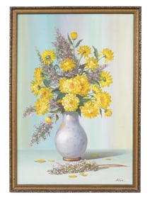 VINTAGE OIL ON CANVAS STILL LIFE PAINTING BY AILEC