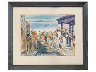 ATTR JAMES CARLIN MEDITERRANEAN WATERCOLOR PAINTING