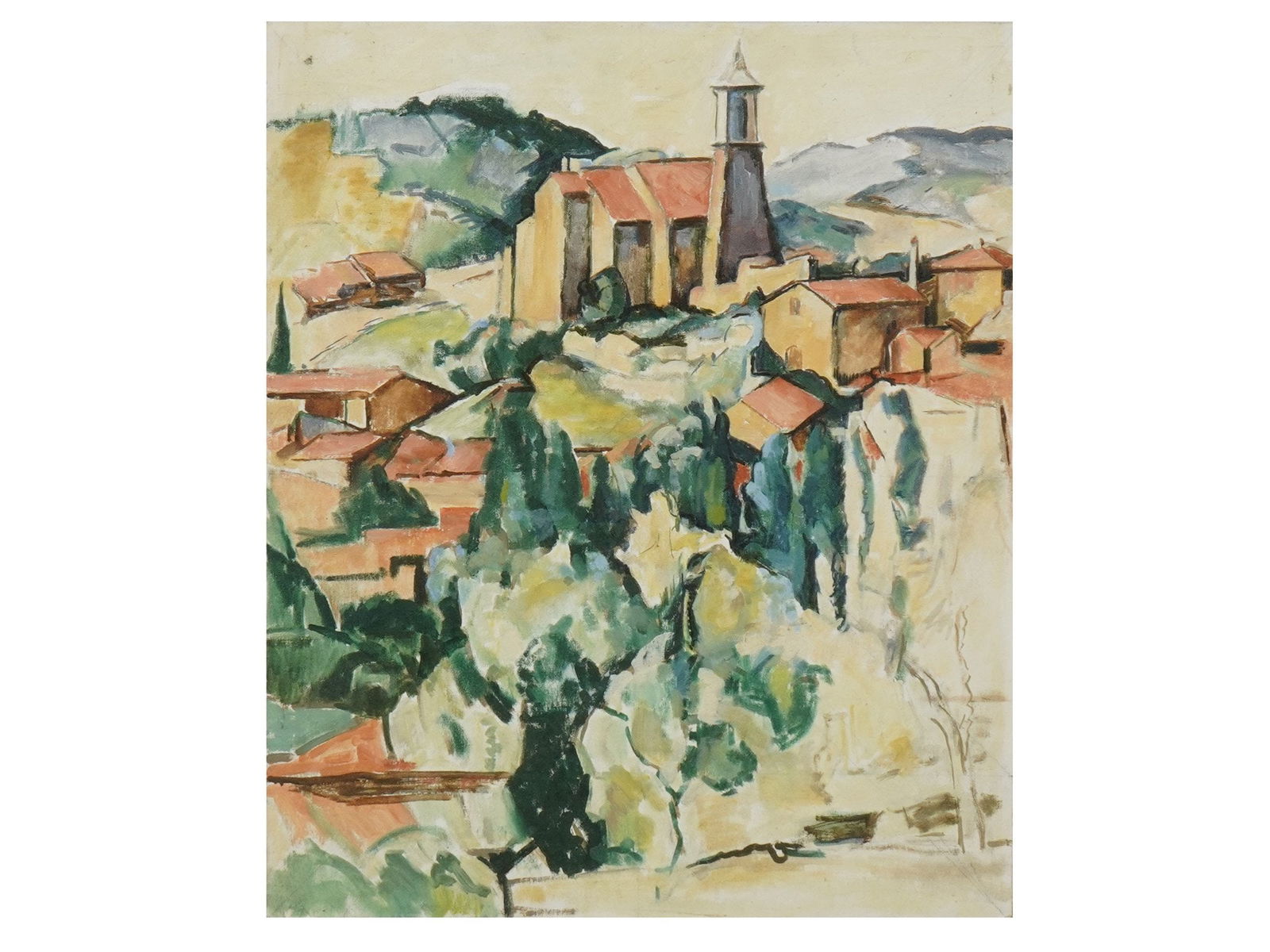 ATTR EDMUND F WARD FRENCH TOWNSCAPE OIL PAINTING: Attributed to Edmund Franklin Ward, American, 1892 to 1990, an oil painting on board depicting a French townscape view. Signed lower right. Stamped, The Estate of Edmund F. Ward, on the backside. Edmu