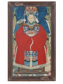 CHINESE ANCESTOR PORTRAIT MIXED MEDIA PAINTING