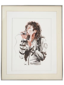 MICHAEL JACKSON WATERCOLOR PAINTING BY STEINBERG 1988