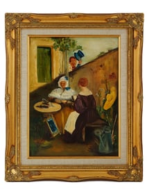 MODERN EUROPEAN GENRE SCENE OIL PAINTING SIGNED