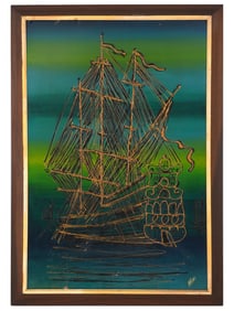 CONTEMPORARY MARITIME ACRYLIC PAINTING SIGNED RIKI