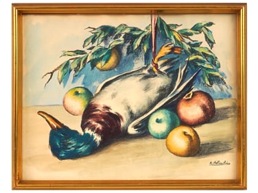 VINTAGE SPANISH PAINTING BY RAMON RIBAS RIUS STILL LIFE