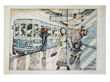 MIXED MEDIA DRAWING ON PAPER BY VLADIMIR NOVIKOVSKY