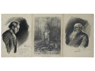 LOT OF SIGNED SOVIET ERA PENCIL PAINTINGS ON PAPER