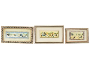 ANTIQUE PERSIAN QAJAR HUNTING MINIATURE PAINTINGS