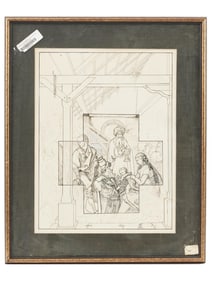 MID CENT INK DRAWING AFTER ALBRECHT DURER SIGNED