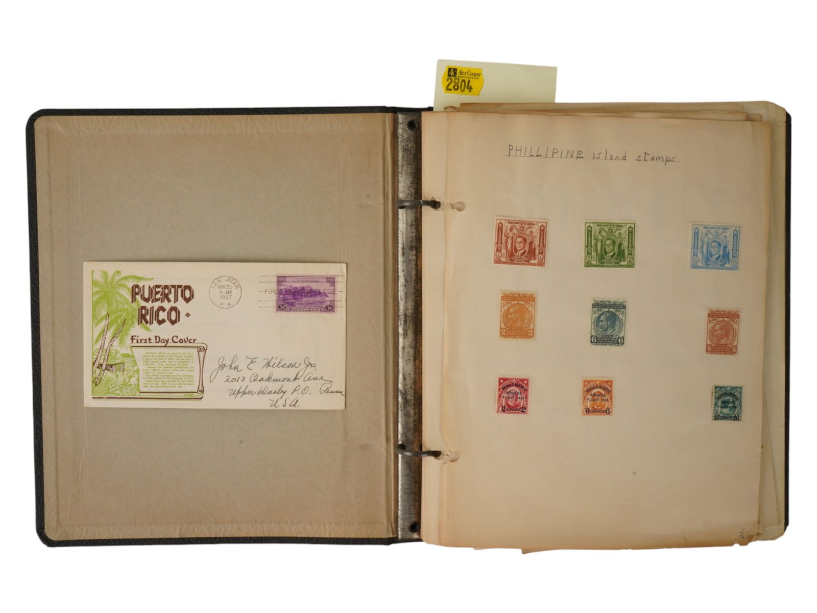 VINTAGE POSTAGE STAMP ALBUM WITH INTERNATIONAL STAMPS (1 of 6)