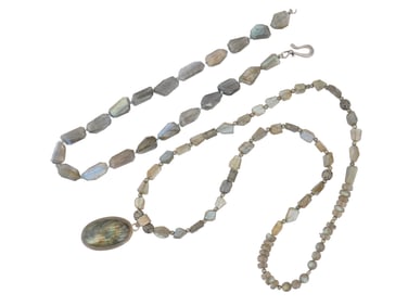 VTG COSTUME JEWELRY LABRADORITE AND SILVER NECKLACES