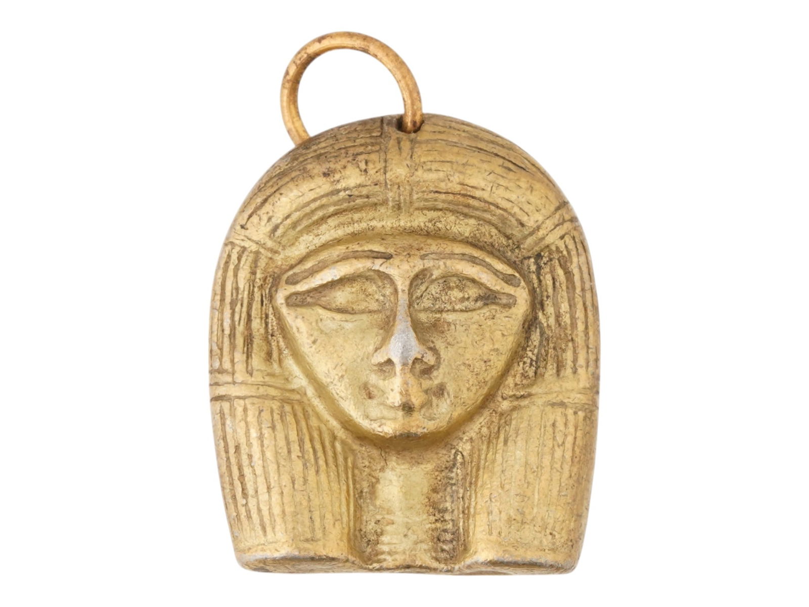 ANTIQUE EGYPTIAN GILT PENDANT OF GODDESS HATHOR (1 of 4)