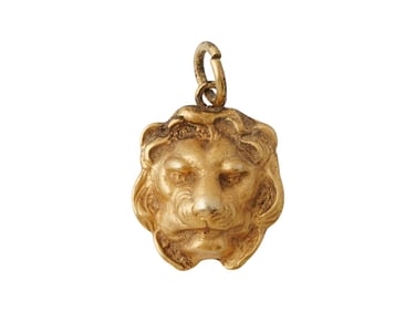 ANTIQUE ROMAN GOLD OVER METAL LION HEAD PENDANT