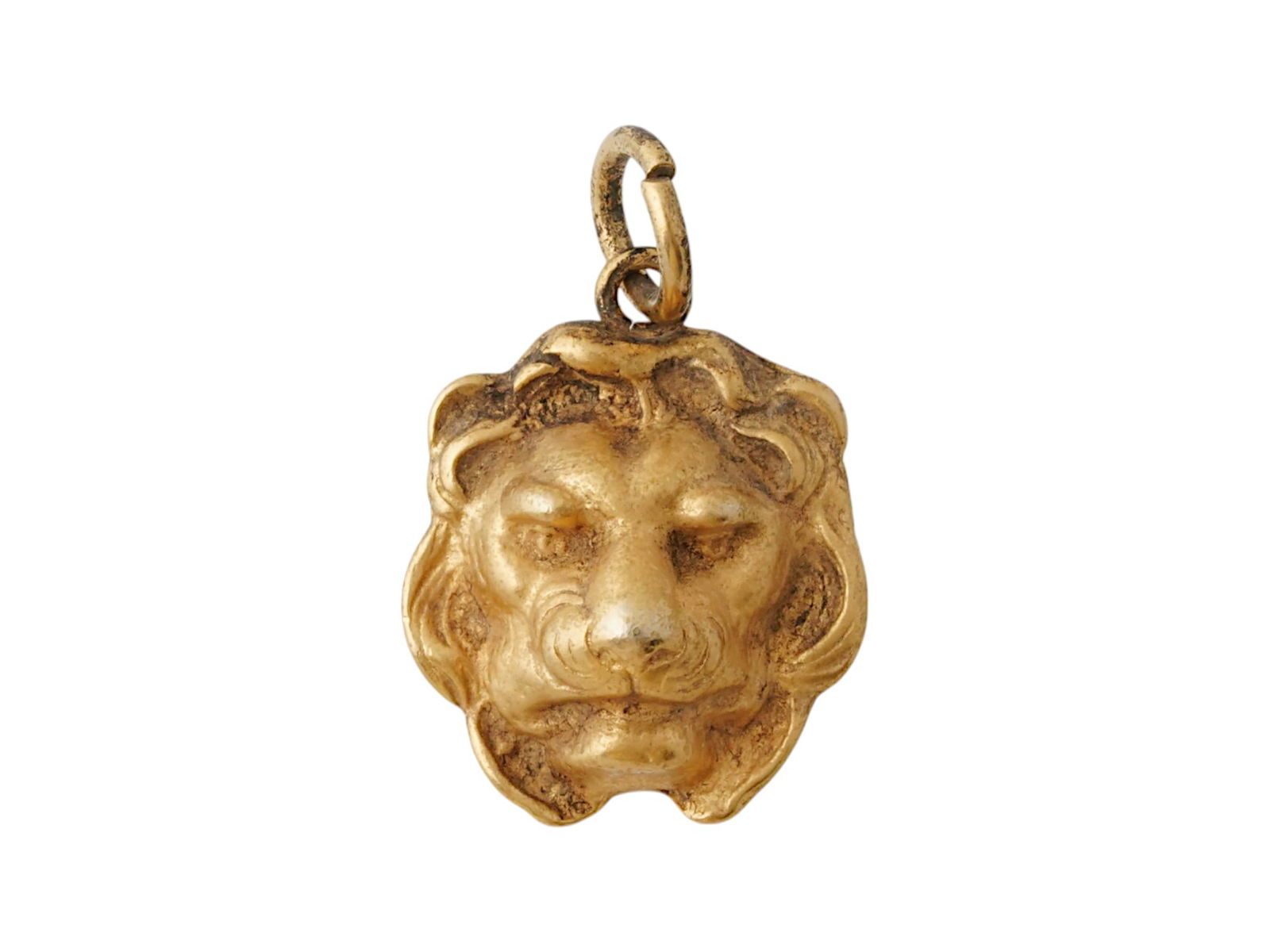 ANTIQUE ROMAN GOLD OVER METAL LION HEAD PENDANT (1 of 4)