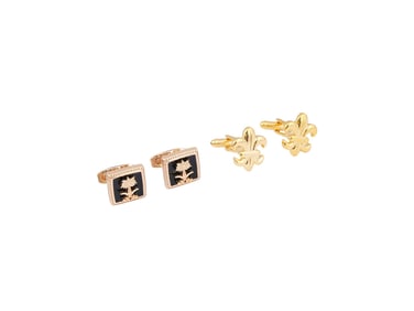 TWO PAIRS OF VINTAGE GILT CUFFLINKS