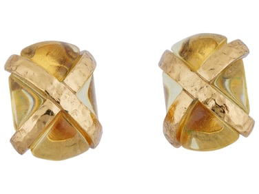 VINTAGE GOLDEN CLIP EARRINGS BY SONIA RYKIEL