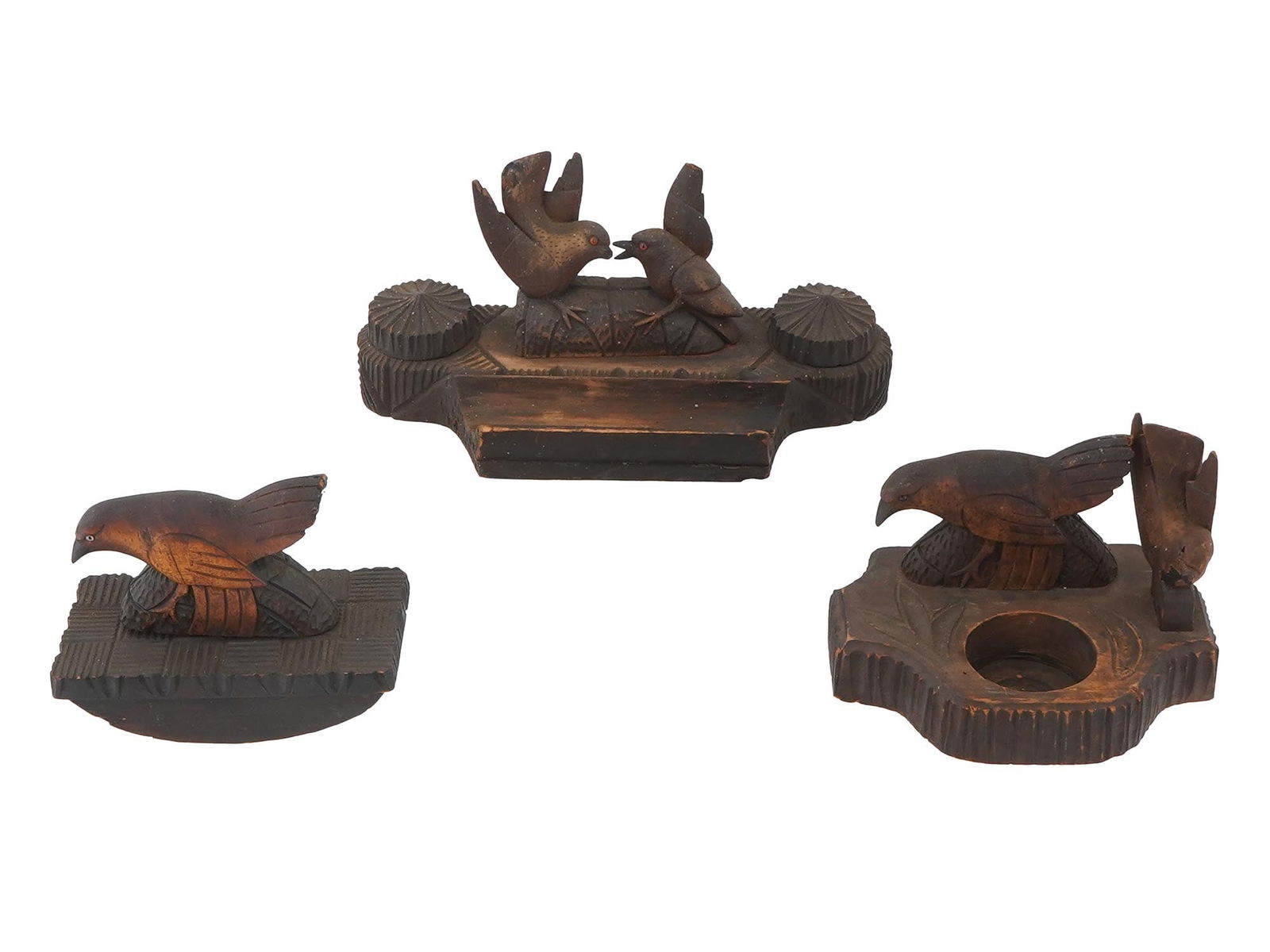 ANTIQUE FOLK ART HAND CARVED WOOD WRITING ACCESSORIES (1 of 9)