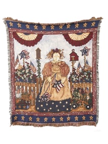 VINTAGE AMERICAN WOVEN THROW BLANKET